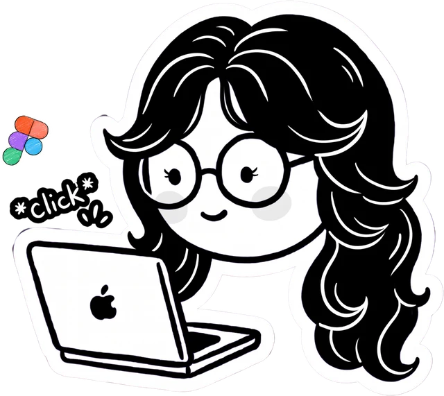 Illustration of Manmit in round glasses, clicking away on a laptop
