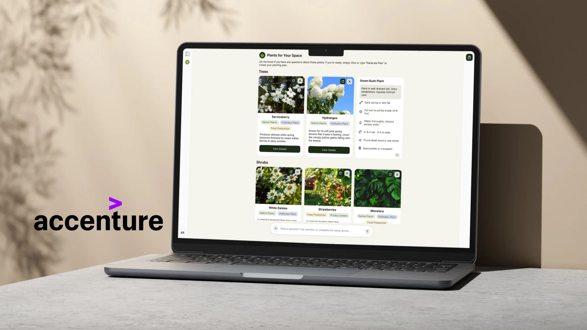 Wildlight running on a laptop beside the Accenture logo